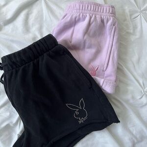 PLAYBOY Black and Light Pink Bunny Shorts